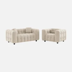 Gepolstertes Sofa mit strukturiertem Bouclé-Bezug, 2-Sitzer