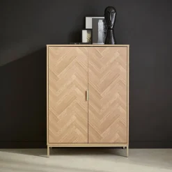 Geschirrschrank in Fischgrät-Optik, 2 Türen