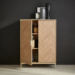 Geschirrschrank in Fischgrät-Optik, 2 Türen