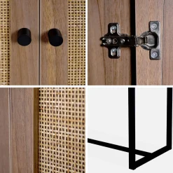 Geschirrschrank mit Rattan-Geflecht und Holzdekor 2 Türen 165 cm