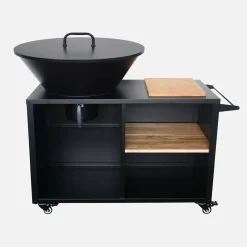 Grill-Feuerschale Ø 80 cm, Servierwagen mit Stauraum und Deckel