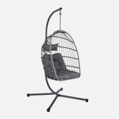 Hängesessel aus Stahl, Rattangeflecht, Polyester
