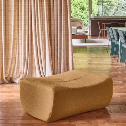 Hocker, Fußhocker mit strukturiertem Bouclé-Bezug für Sessel und Sofas