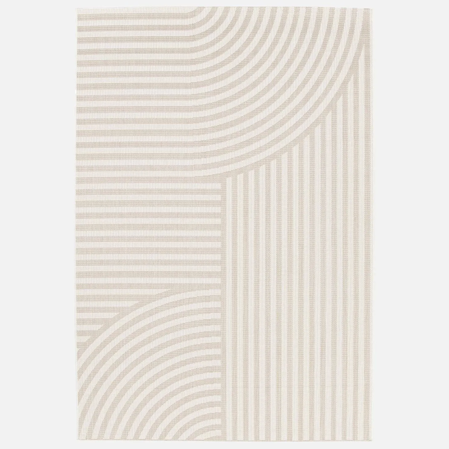Indoor / Outdoor Teppich mit Bogenmuster beige, 100% recyceltes Polyester