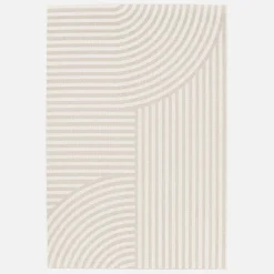 Indoor / Outdoor Teppich mit Bogenmuster beige, 100% recyceltes Polyester
