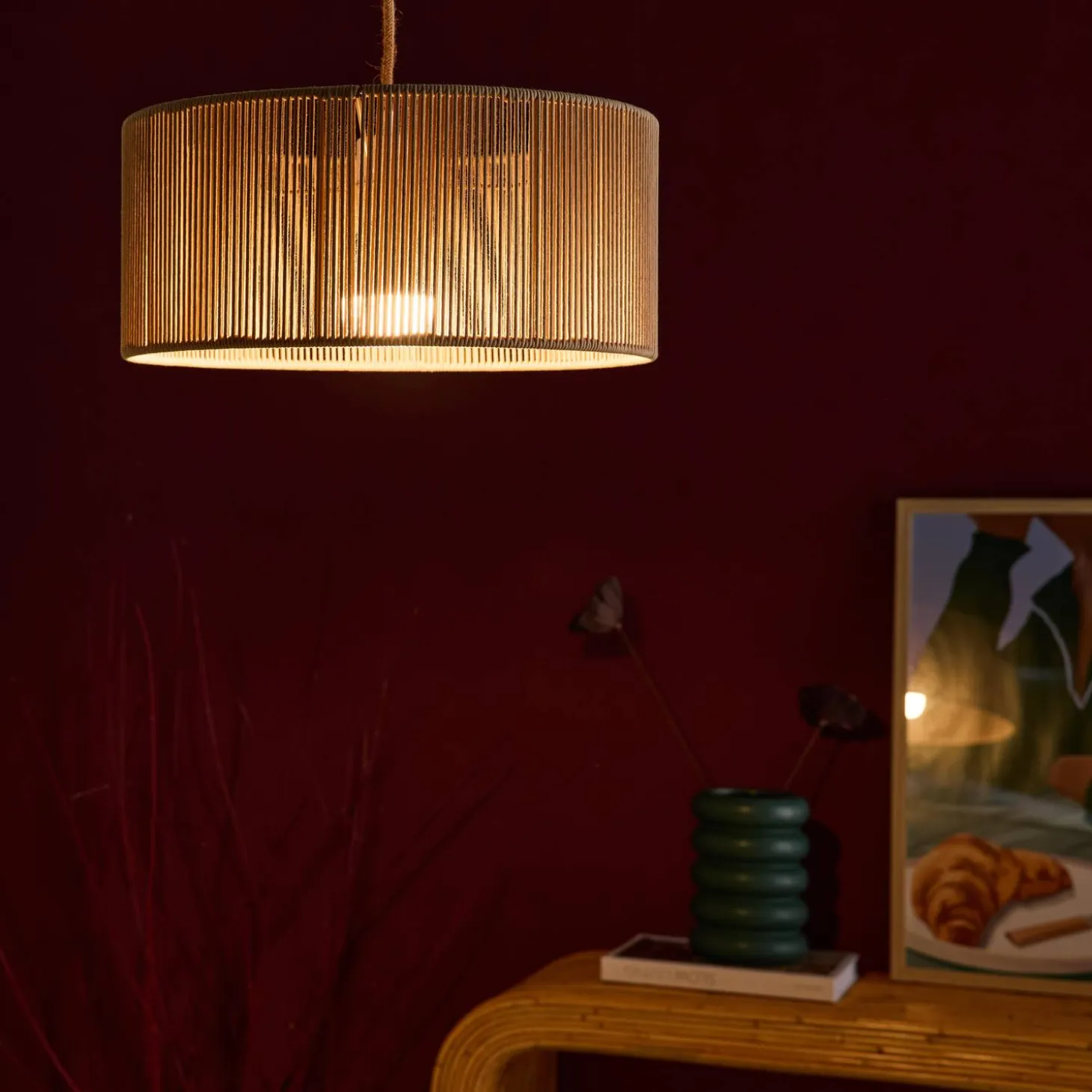 Indoor-Pendelleuchte mit Hanf Ø 40 cm