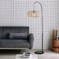 Indoor-Stehlampe mit natürlichem Rattan H 170cm