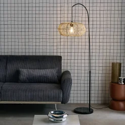Indoor-Stehlampe mit natürlichem Rattan H 170cm