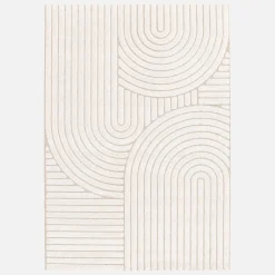 Indoor Teppich Ethno-Muster Bögen, beige und cremefarben