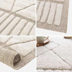 Indoor Teppich mit ethnischem Berbermuster, beige und cremefarben