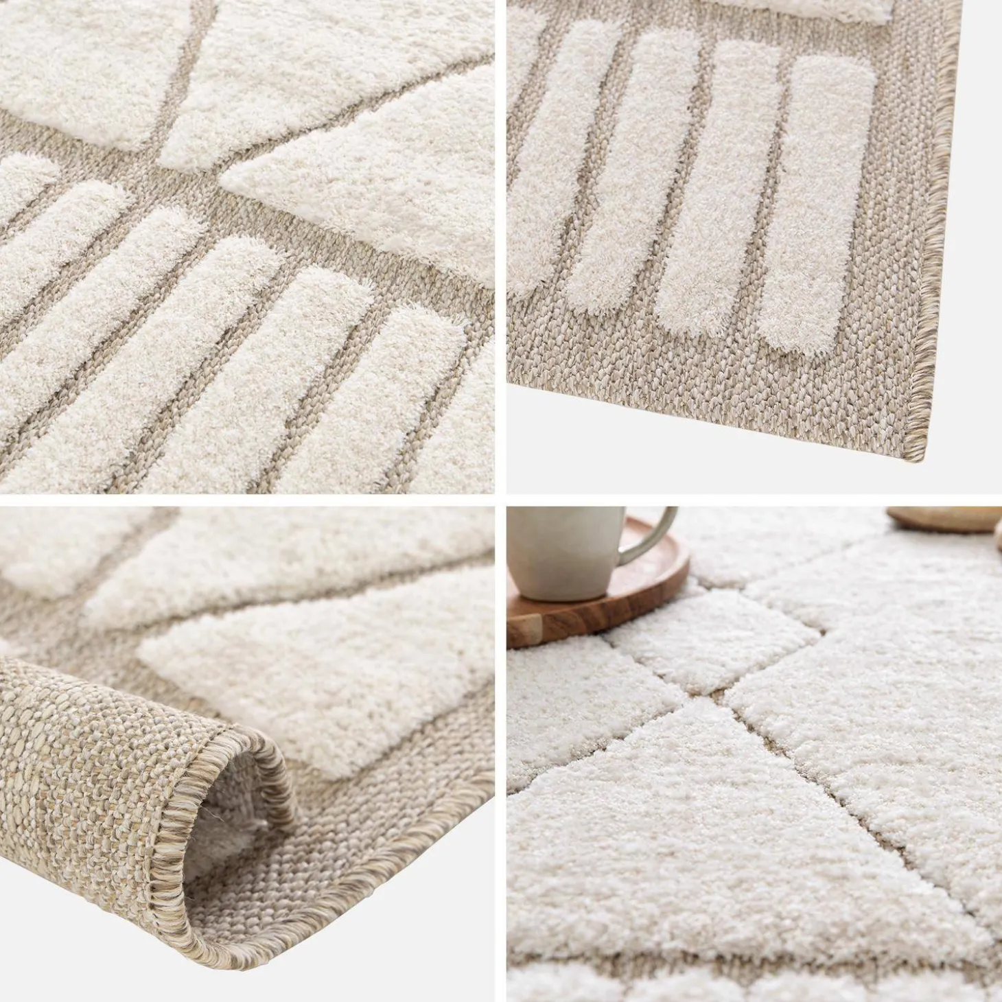 Indoor Teppich mit ethnischem Berbermuster, beige und cremefarben