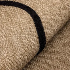 Indoor Teppich mit Jute-Optik, schwarzes grafisches Reliefmuster