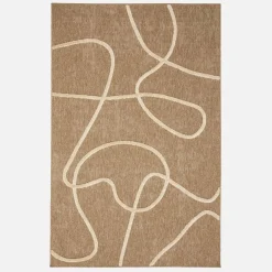 Indoor Teppich mit Jute-Optik, weißes grafisches Reliefmuster