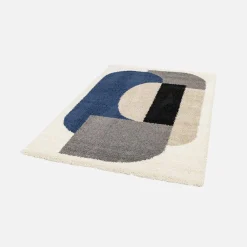 Indoor Teppich Shaggy, geometrisches Muster, mehrfarbig
