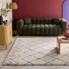 Indoor Teppich Shaggy im Berberstil, cremefarben und mehrfarbig