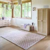 Indoor Teppich Shaggy Schachbrettmuster altrosa und cremefarben
