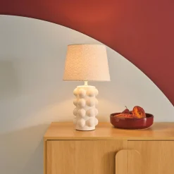 Indoor Tischlampe aus Keramik und Bouclé H 45 cm