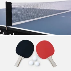 Indoor-Tischtennisplatte mittelgroß mit 2 Schlägern und 3 Bällen