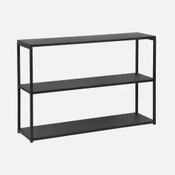Industrielles niedriges Bücherregal Metall schwarz 3 Ebenen