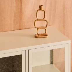 Industrielles Sideboard aus Metall und gehärtetem Glas mit 3 Türen, 100 cm
