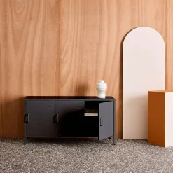 Industrielles TV-Möbel aus Metall mit 3 Türen, 120 cm