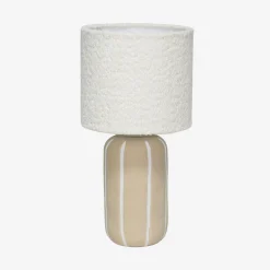 Innen-Tischlampe Keramik, Bouclé-Lampenschirm H 41cm