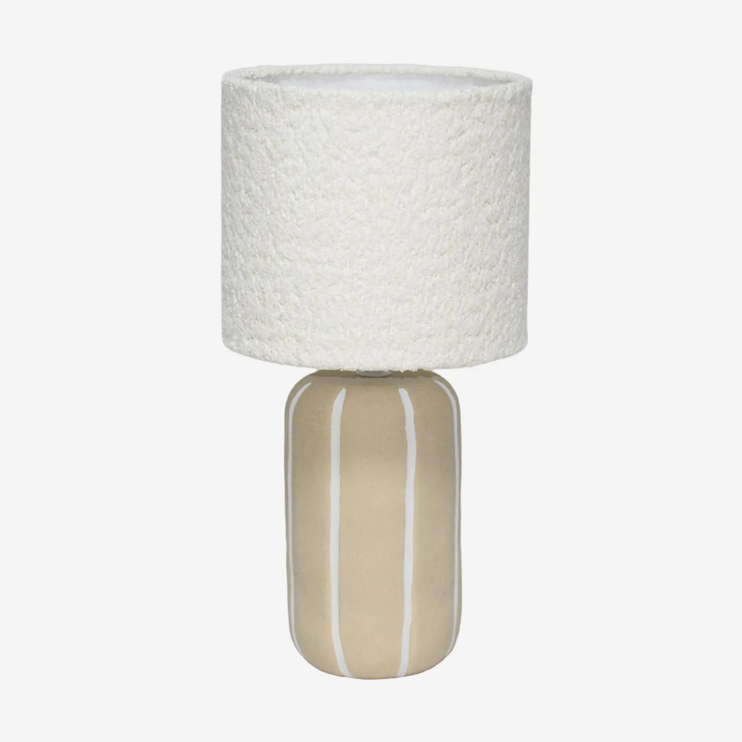 Innen-Tischlampe Keramik, Bouclé-Lampenschirm H 41cm