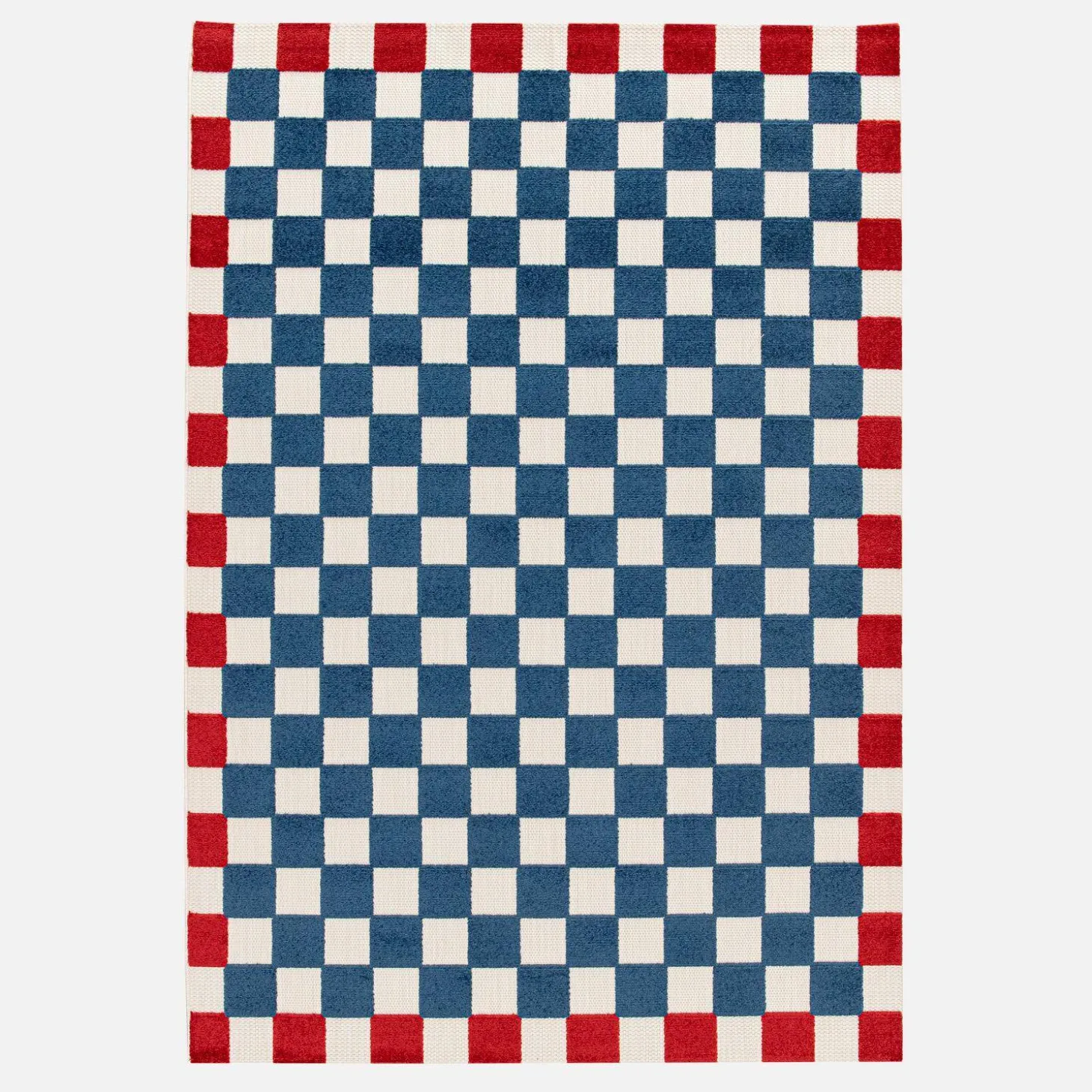 In- und Outdoor-Teppich, blau und rot kariert