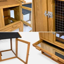 Kaninchen- und Hasenstall, 4 Tiere, Stall mit Gehege, Hühnerstall
