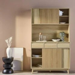 Küchenschrank mit Holzoptik, 4 Türen und 3 Schubladen B 110 cm
