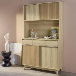 Küchenschrank mit Holzoptik, 4 Türen und 3 Schubladen B 110 cm