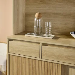 Küchenschrank mit Holzoptik, 4 Türen und 3 Schubladen B 110 cm