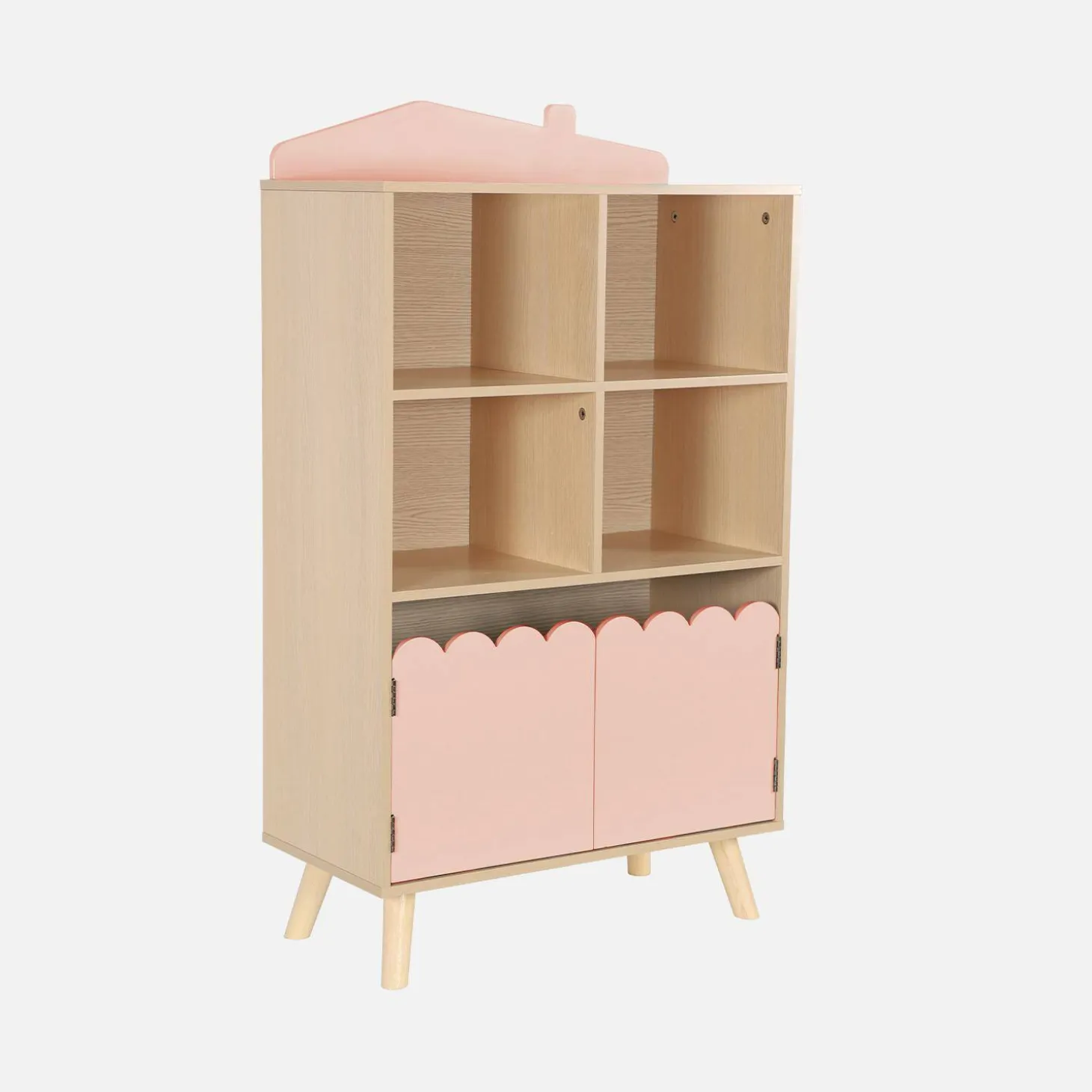 Kinderbücherregal, 2 Türen und 4 Regale
