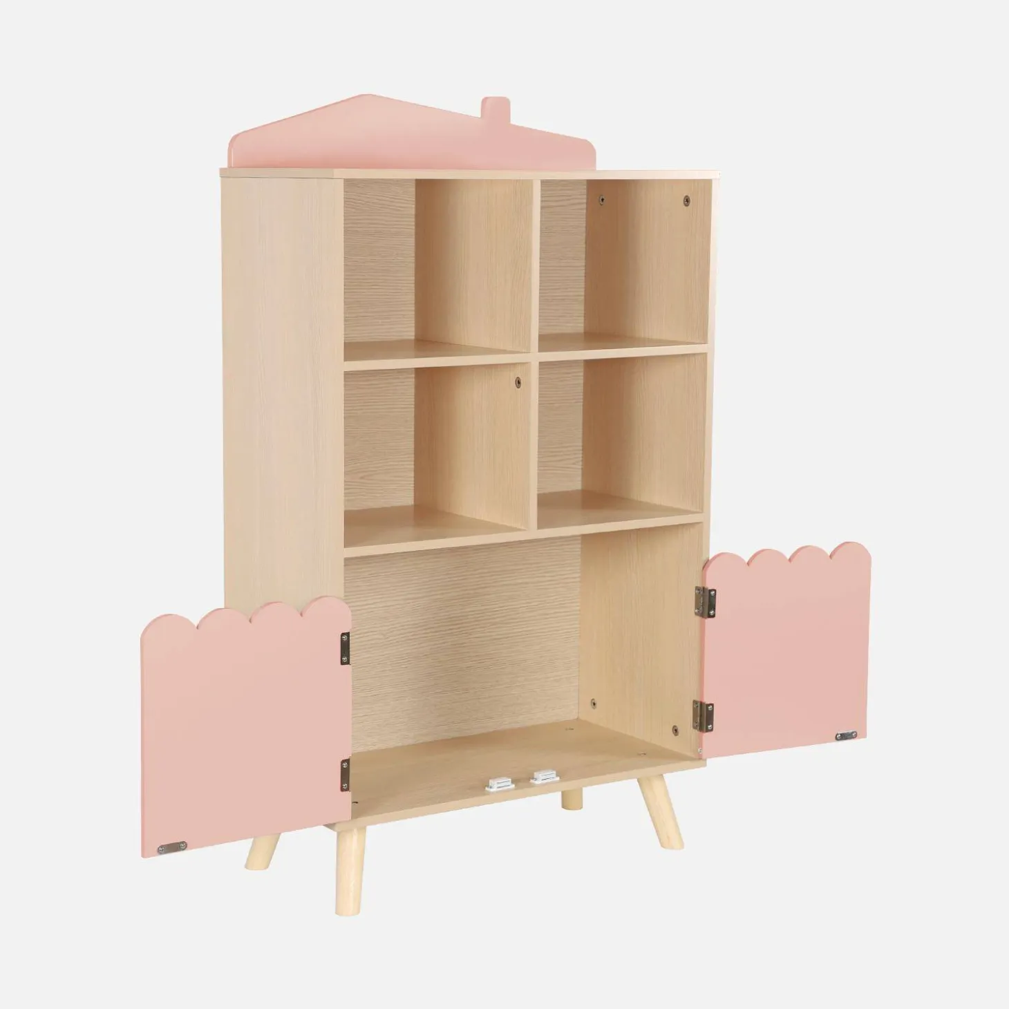 Kinderbücherregal, 2 Türen und 4 Regale