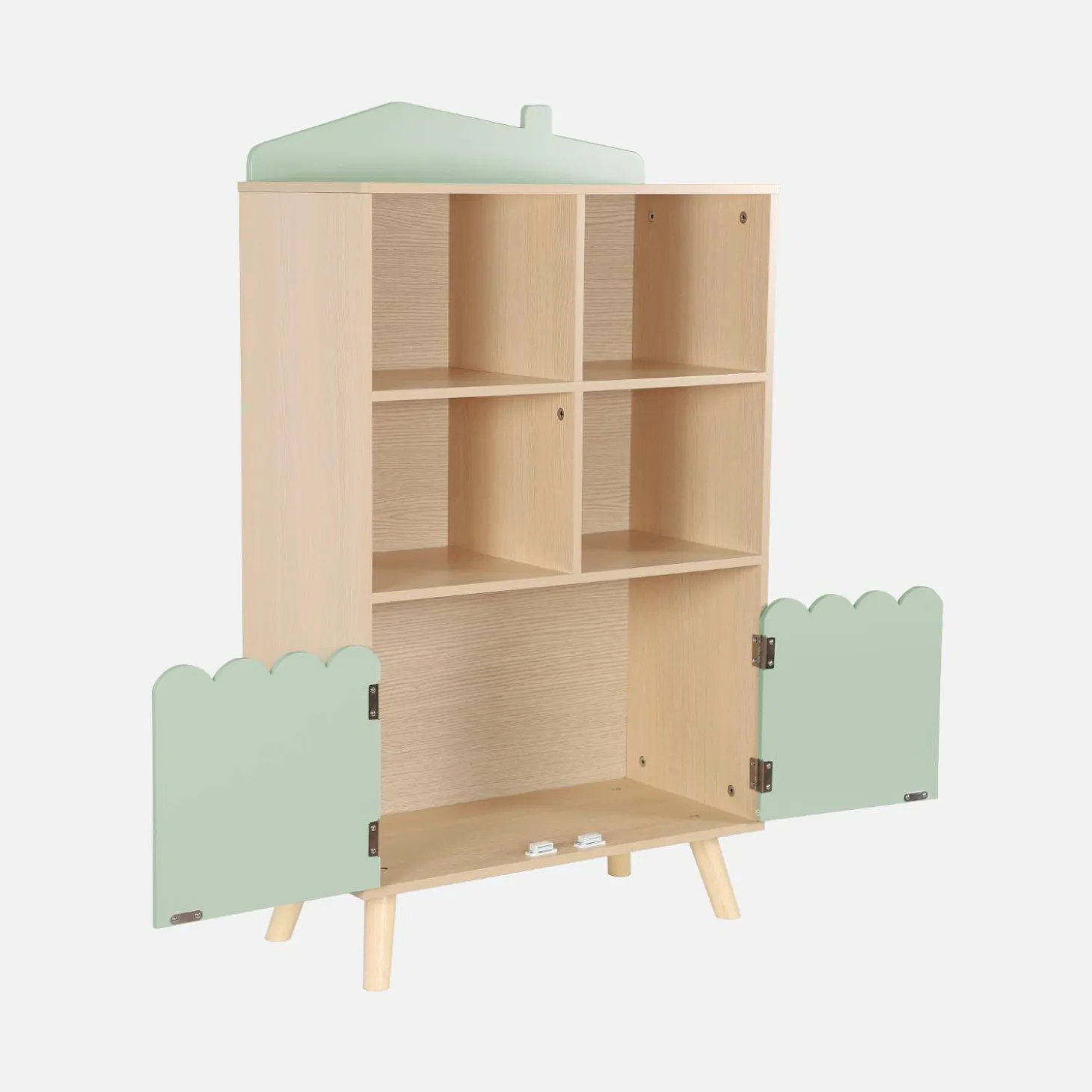 Kinderbücherregal, 2 Türen und 4 Regale