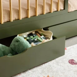 Kinderbett 90 x 190 cm aus naturbelassenem Kiefernholz mit Lattenrost und Schubladen