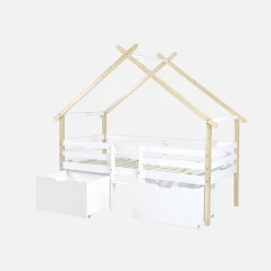 Kinderbett 90 x 190 cm Kiefernholz inklusive Lattenrost und 2 Schubladen