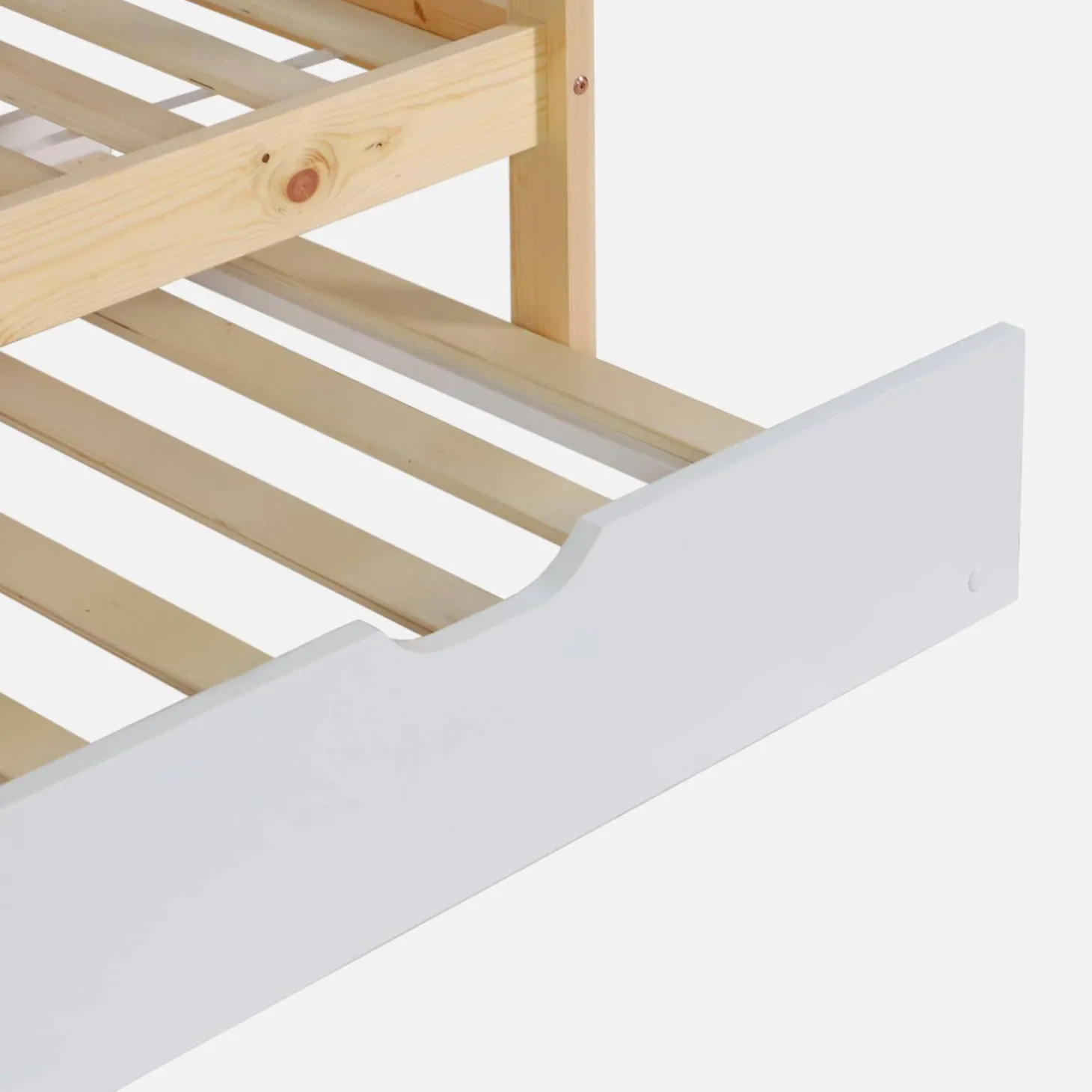 Kinder-Etagenbett Hausbett 90 x 190 cm aus Kiefernholz natur mit Ausziehbett