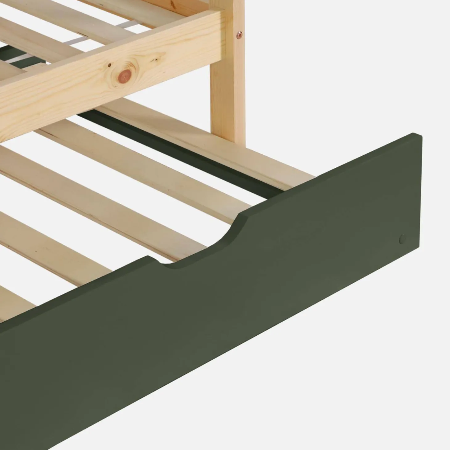Kinder-Etagenbett Hausbett 90 x 190 cm aus Kiefernholz natur mit Ausziehbett