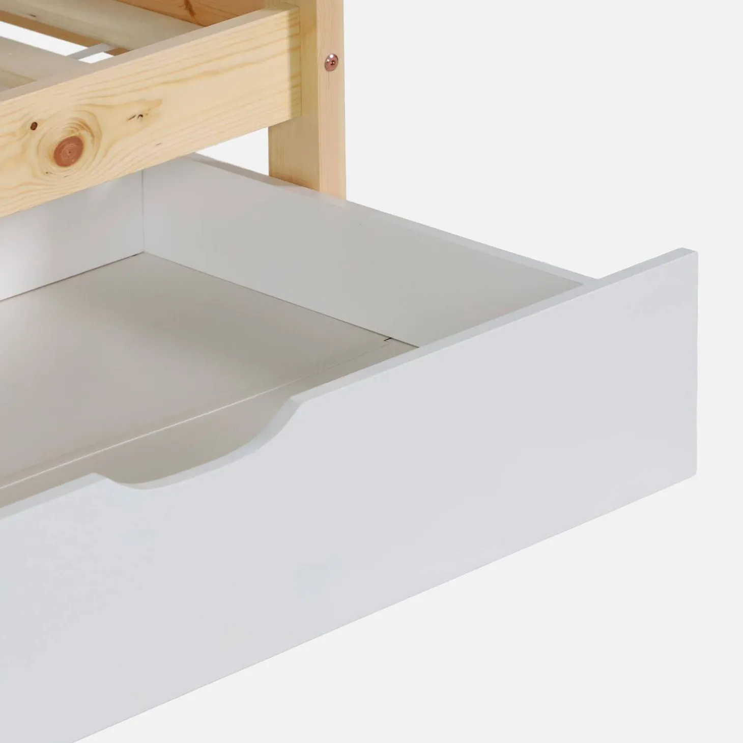 Kinder-Etagenbett Hausbett 90 x 190 cm aus naturbelassenem Kiefernholz mit Schubkästen