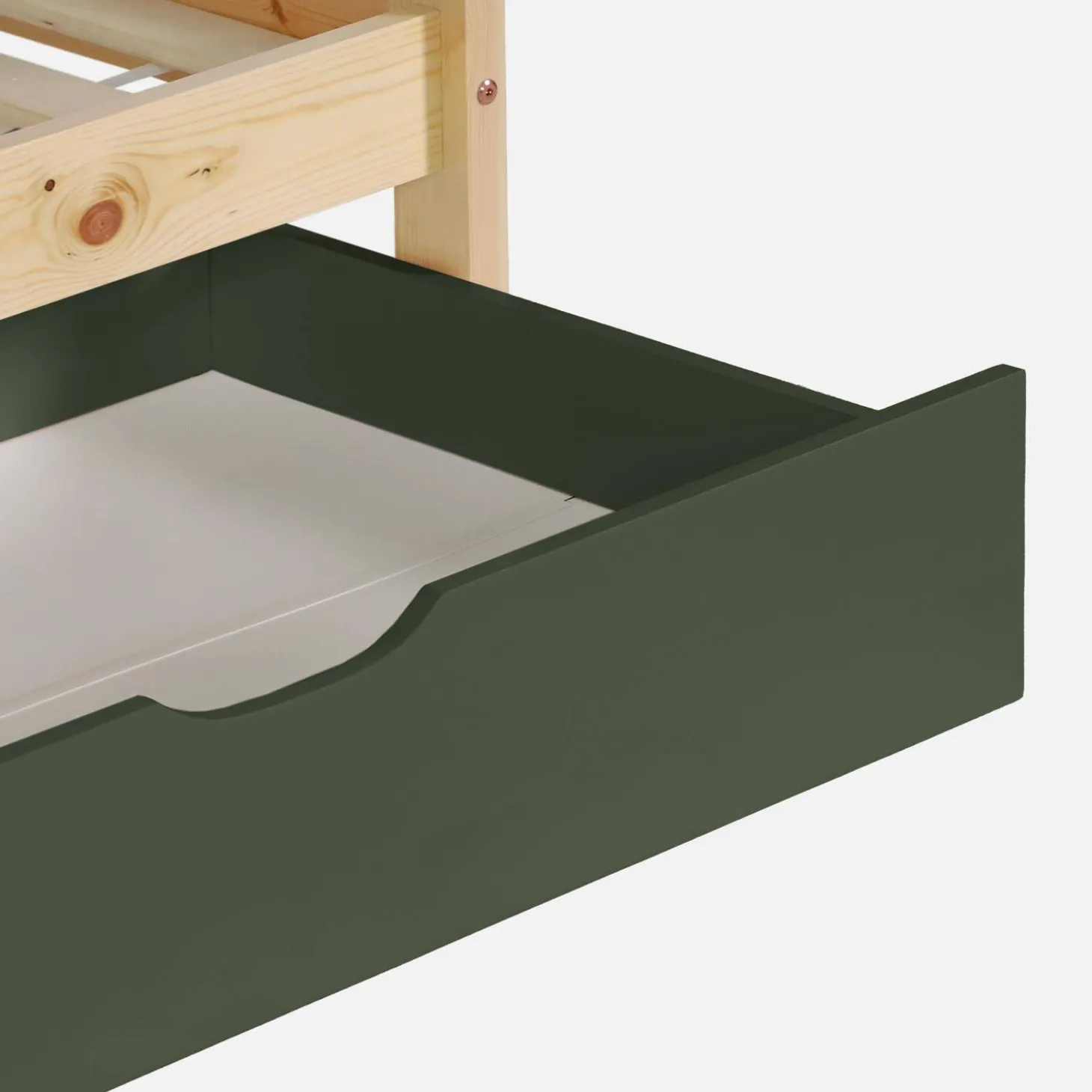 Kinder-Etagenbett Hausbett 90 x 190 cm aus naturbelassenem Kiefernholz mit Schubkästen