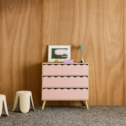 Kinderkommode Holzlook 3 Schubladen Kiefernholzfüße