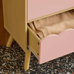 Kinderkommode Holzlook 3 Schubladen Kiefernholzfüße