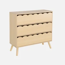 Kinderkommode Holzlook 3 Schubladen Kiefernholzfüße