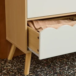 Kinderkommode Holzlook 3 Schubladen Kiefernholzfüße