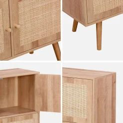 Kinderkommode mit Holzlook und 4 Rattantüren