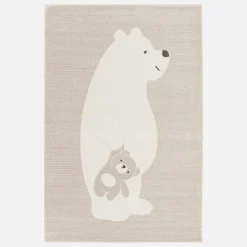 Kinderteppich beige / cremefarben, Indoor Teppich Bärchenmotiv