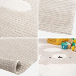 Kinderteppich beige / cremefarben, Indoor Teppich Bärchenmotiv