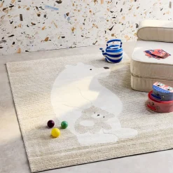 Kinderteppich beige / cremefarben, Indoor Teppich Bärchenmotiv