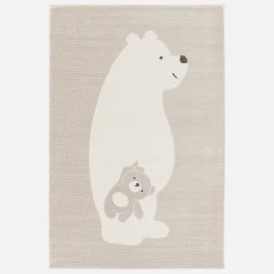 Kinderteppich beige / cremefarben, Indoor Teppich Bärchenmotiv